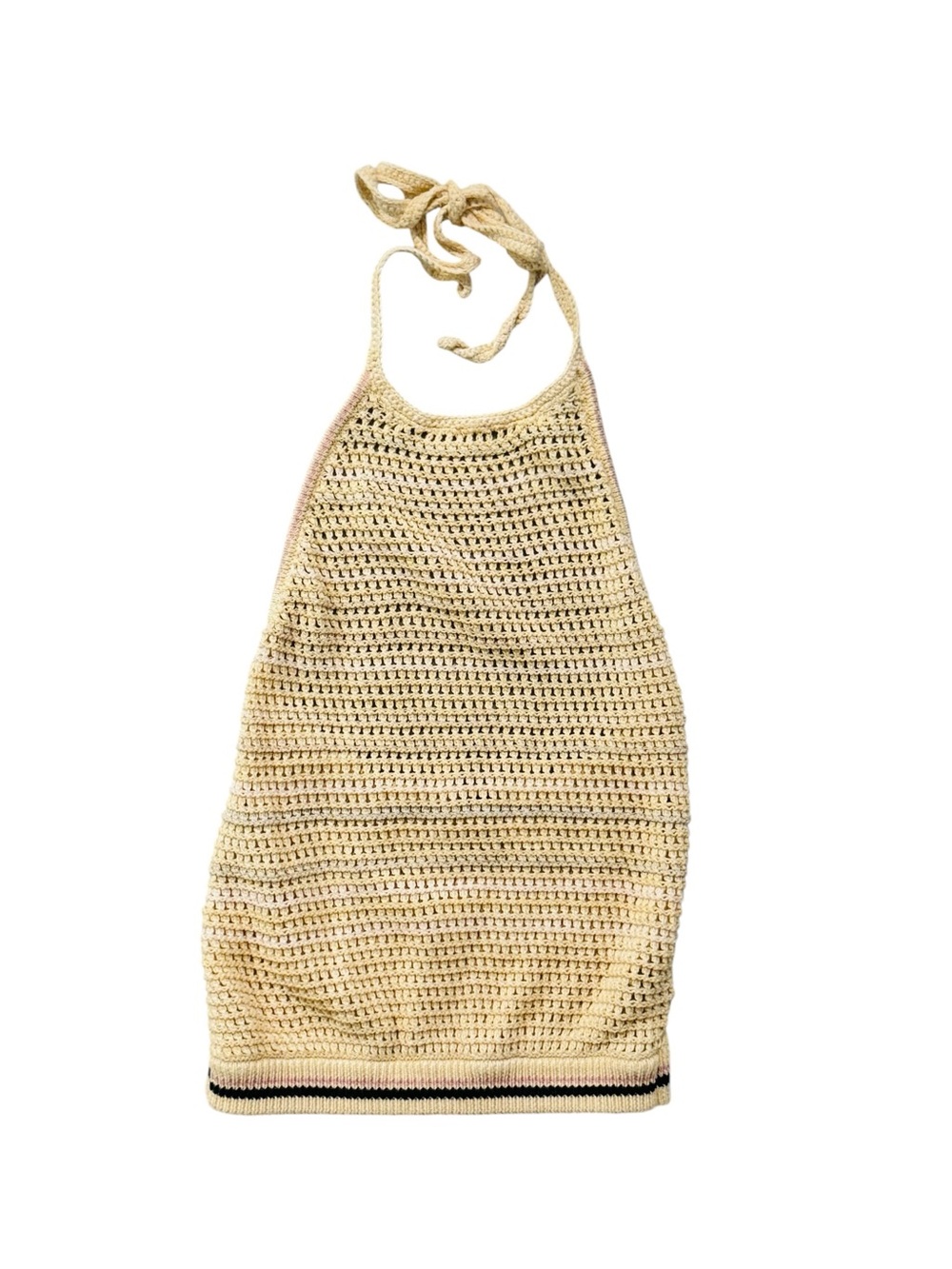 Free People Beige Crochet Halter Tank Top